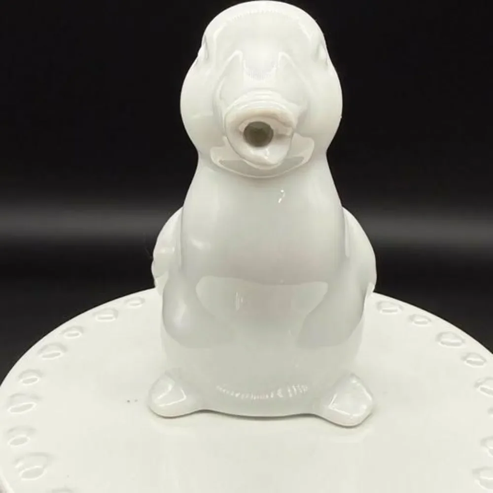 Vintage White Ceramic Duck Creamer Mini Pitcher Figural Bird Cottagecore 3”